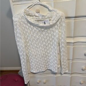 Astr Delicate Ivory Lace Blouse
